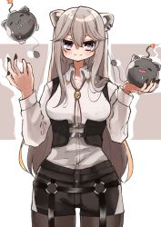 Rule 34 | 1girl, absurdres, animal ear piercing, animal ears, black pantyhose, black shorts, blush, bolo tie, breasts, chest harness, closed mouth, collared shirt, commentary, double-parted bangs, dress shirt, grey eyes, grey hair, hair between eyes, hair flaps, harness, highres, hololive, lion ears, long hair, long sleeves, looking at viewer, medium breasts, narrow waist, o-ring legwear garter, official alternate hair length, official alternate hairstyle, pantyhose, pantyhose under shorts, shirt, shishiro botan, shishiro botan (button-down), shorts, smile, solo, ssrb (shishiro botan), straight hair, underbust, very long hair, virtual youtuber, whcamellia00, white shirt, wide hips
