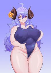 Rule 34 | 1girl, absurdres, ahoge, blue hair, breasts, commission, competition swimsuit, covered erect nipples, curled horns, flower, hair between eyes, hair flower, hair ornament, hand on own chest, hand under clothes, hand under swimsuit, highres, horn flower, horns, keisar51nsfw, kindred (league of legends), lamb (league of legends), large breasts, league of legends, long hair, long sleeves, looking at viewer, no panties, official alternate hairstyle, one-piece swimsuit, plump, spirit blossom (league of legends), spirit blossom kindred, swimsuit, thick thighs, thighs, wet, wet clothes, wet swimsuit
