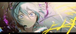 Rule 34 | 1girl, aqua eyes, aqua hair, close-up, commentary, crossed bangs, dark background, gradient background, grey background, hassan (sink916), hatsune miku, headset, hibana (vocaloid), light particles, looking at viewer, parted lips, short hair, sidelocks, simple background, solo, upper body, vocaloid
