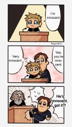Rule 34 | 3boys, 3koma, :3, absurdres, animification, artist name, better call saul, bkub (style), blue eyes, breaking bad, brown hair, comic, earrings, english text, highres, huyandere, jesse pinkman, jewelry, judge, long sleeves, multiple boys, necktie, poptepipic, red necktie, saul goodman, short hair, single earring, speech bubble