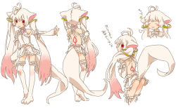 Rule 34 | 10s, 1girl, :3, ahoge, androgynous, animal ears, ass, bad id, bad pixiv id, blush, blush stickers, character sheet, closed eyes, detached sleeves, jewelry, kyubey, long hair, looking back, mahou shoujo madoka magica, mahou shoujo madoka magica (anime), multiple views, nekoyanagi moyo, personification, red eyes, ring, skirt, smile, tail, thighhighs, turnaround, twintails, white hair, white thighhighs