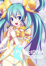 Rule 34 | 1girl, aqua hair, blue eyes, fingerless gloves, gloves, hatsune miku, headset, long hair, nishina, open mouth, project diva (series), project diva 2nd, solo, twintails, very long hair, vocaloid