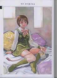 Rule 34 | bitch&#039;s life illustration file, highres, katsura masakazu, original, scan, school uniform, serafuku, sex toy, solo, vibrator