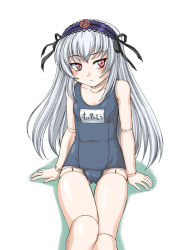 Rule 34 | 00s, 1girl, doll joints, joints, name tag, one-piece swimsuit, rozen maiden, school swimsuit, solo, suigintou, swimsuit, wan&#039;yan aguda
