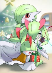 Rule 34 | 3others, azuma doguu, bell, blurry, blush, blush stickers, box, cake, cake slice, christmas, christmas ornaments, christmas tree, closed eyes, creatures (company), depth of field, eating, evolutionary line, food, fruit, game freak, gardevoir, gen 3 pokemon, gift, gift box, green hair, jpeg artifacts, kirlia, multiple others, nintendo, no humans, open mouth, party popper, pastry, plate, pokemon, pokemon (creature), ralts, red eyes, ribbon, star (symbol), strawberry, strawberry shortcake