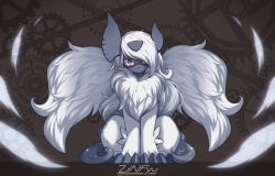 Rule 34 | absol, absurdres, androgynous, artist request, brown eyes, creatures (company), furry, game freak, gen 3 pokemon, gender request, glasses, highres, mega absol, mega pokemon, nintendo, no humans, pokemon, pokemon (creature), solo, wings
