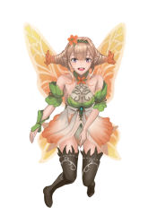 Rule 34 | 1girl, absurdres, blonde hair, boots, bracelet, fairy wings, fire emblem, fire emblem heroes, flower, full body, hair flower, hair ornament, hairband, highres, jewelry, long hair, multicolored hair, nintendo, open mouth, orange hair, peony (fire emblem), pointy ears, purple eyes, solo, teeth, twintails, two-tone hair, user gusv3523, white background, wings