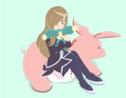 Rule 34 | 00s, 1girl, artist request, blue eyes, blush, brown hair, diaper, gloves, long hair, mieu (tales), simple background, smile, stuffed animal, stuffed toy, tales of (series), tales of the abyss, tear grants, thighhighs, underwear