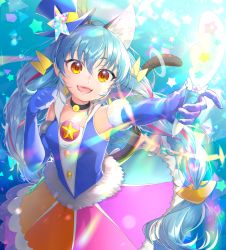 Rule 34 | 1girl, absurdres, animal ear fluff, animal ears, blue hair, boots, braid, brown eyes, cat ears, cat girl, cat tail, cure cosmo, highres, long hair, md5 mismatch, multicolored hair, pink hair, precure, resolution mismatch, source smaller, star twinkle precure, tail, thigh boots, thighhighs, twin braids, very long hair, yupiteru