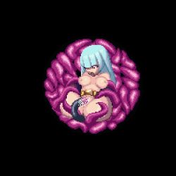 Rule 34 | 1girl, animated, animated gif, blue hair, bouncing breasts, breasts, cum, cum in pussy, kula diamond, lowres, nipples, pixel art, rape, snk, solo, spread legs, tentacles, the king of fighters