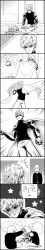 Rule 34 | absurdres, bald, black sclera, blush, cape, colored sclera, comic, cyborg, genos, highres, monochrome, one-punch man, saitama (one-punch man), sweat, tagme