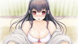 Rule 34 | 1girl, black hair, breasts, game cg, kimi to kanojo to kanojo no koi., large breasts, long hair