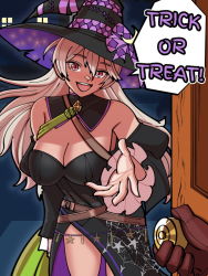 Rule 34 | breasts, corrin (female) (fire emblem), corrin (fire emblem), dialogue box, fire emblem, fire emblem fates, fire emblem heroes, halloween, hat, highres, kiran (fire emblem), large breasts, long hair, looking at viewer, mnejing30, nintendo, official alternate costume, open mouth, pointy ears, red eyes, smile, thighs, white hair, witch hat