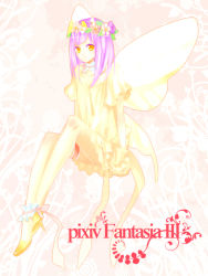 Rule 34 | coma (fginiy), fairy, flower, gigandal federation, high heels, pixiv fantasia, pixiv fantasia 3, purple hair, shoes, solo, wings, yellow eyes