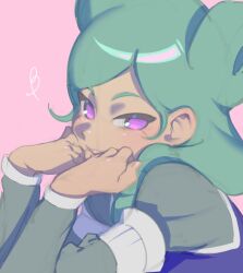 Rule 34 | 1girl, aqua eyes, beta (inazuma eleven), formal, hand on own face, inazuma eleven (series), inazuma eleven go, long hair, looking at viewer, omisotayan, purple eyes, solo, suit, twitter, upper body