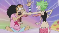 Rule 34 | animated, animated gif, camie (one piece), fishman island, green hair, lowres, mermaid, monster girl, one piece, tongue, usopp