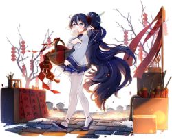 Rule 34 | + +, 1girl, azur lane, basket, black footwear, blue eyes, blue hair, blue skirt, breasts, cleavage, cleavage cutout, clothing cutout, food, food in mouth, full body, hair between eyes, hair ornament, highres, holding, holding basket, long hair, long sleeves, looking at viewer, maya g, miniskirt, mouth hold, multicolored hair, official alternate costume, official art, outdoors, pantyhose, shirt, shoes, skirt, small breasts, solo, streaked hair, transparent background, two-tone hair, very long hair, walking, white hair, white pantyhose, white shirt, wide sleeves, yoizuki (azur lane), yoizuki (firecrackers and steamed buns) (azur lane)
