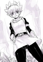 Rule 34 | 1boy, from below, gloves, goggles, goggles on head, greyscale, grin, inazuma eleven (series), inazuma eleven go, inazuma eleven go chrono stone, looking at viewer, male focus, monochrome, saryuu evan, sketch, smile, solo, tobi (one)
