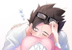 Rule 34 | blush, breasts, calm, couple, dragon ball, dragon ball super, hugging each other, husband and wife, medium breasts, sleeping, sleeping on person, son gohan, tagme, taking off glasses, videl, zzz