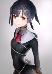 Rule 34 | 1girl, 3:, arched back, ass, black hair, blush, bodysuit, breasts, closed mouth, from side, highres, looking at viewer, original, ponytail, red eyes, short hair, sidelocks, small breasts, solo, taishi (picchiridou)