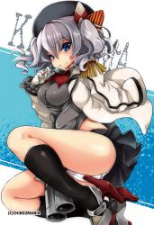 Rule 34 | 10s, 1girl, ass, bespectacled, blue eyes, breasts, glasses, gloves, gouda nagi, hat, kantai collection, kashima (kancolle), military, military uniform, panties, pantyshot, silver hair, skirt, solo, twintails, underwear, uniform