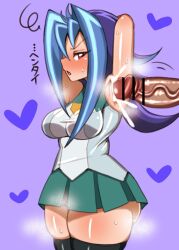 Rule 34 | 1boy, 1girl, armpit sex, armpits, arms up, ass, bar censor, blue hair, blush, breasts, censored, embarrassed, from behind, heart, hetero, highres, japanese text, kamishiro rio, large breasts, long hair, looking back, masturbation, miniskirt, multicolored hair, open mouth, pencil3693, penis, pink eyes, plaid, plaid skirt, school uniform, shiny skin, skirt, steaming body, sweat, translation request, two-tone hair, veins, veiny penis, wide hips, yu-gi-oh!, yu-gi-oh! zexal
