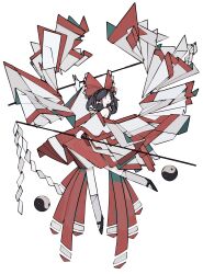 Rule 34 | 1girl, abstract, absurdres, adapted costume, ascot, bare shoulders, black footwear, black hair, bow, brown eyes, detached sleeves, flat color, frilled bow, frills, from side, full body, gohei, hair bow, hair tubes, hakurei reimu, harano kaguyama, highres, holding, holding stick, japanese clothes, leg up, long sleeves, looking to the side, mary janes, medium hair, no nose, nontraditional miko, open mouth, orb, parted lips, red bow, red ribbon, red shirt, red skirt, ribbon, ribbon trim, shirt, shoes, sidelocks, simple background, skirt, sleeveless, sleeveless shirt, socks, solo, stick, touhou, white background, white sleeves, white socks, wide sleeves, yin yang, yin yang orb