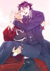 Rule 34 | 2boys, archer (fate), bad id, bad pixiv id, black hair, carrying, fate/stay night, fate (series), itoda (spica), male focus, multiple boys, princess carry, white hair