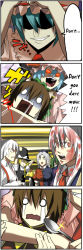 Rule 34 | 4koma, 6+girls, animal ears, antennae, blonde hair, blood, blue hair, bow, braid, breasts, brown hair, cat ears, cat girl, chen, comic, cross, earrings, fang, female focus, fujiwara no mokou, green hair, hair bow, hard-translated, hat, hat bow, jewelry, kirisame marisa, long image, medium breasts, multiple girls, necktie, o o, open mouth, pageratta, red eyes, reisen udongein inaba, remilia scarlet, rumia, silver hair, single earring, spoon, tall image, tears, third-party edit, touhou, translated, wings, witch hat, wriggle nightbug, yagokoro eirin