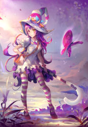 Rule 34 | 1girl, alternate costume, bad id, bad pixiv id, bag, bittersweet lulu, blouse, blush stickers, bow, bracelet, bug, butterfly, candy, candy cane, cane, cloud, contrapposto, food, frilled skirt, frills, full body, hat, hat bow, hat ornament, heterochromia, highres, holding, humanization, insect, jewelry, league of legends, long hair, looking at viewer, lulu (league of legends), nail polish, outdoors, purple hair, purple nails, purple skirt, purple sky, purple theme, rabbit (tukenitian), shirt, shoes, shoulder bag, skirt, sky, smile, solo, standing, striped clothes, striped headwear, striped thighhighs, thighhighs, very long hair, white shirt, witch hat, yellow eyes, zettai ryouiki