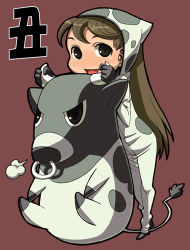 Rule 34 | 1girl, animal costume, cow, cow costume, lowres, new year, nose piercing, nose ring, solo, yoshiki ryoma, yoshiki ryouma