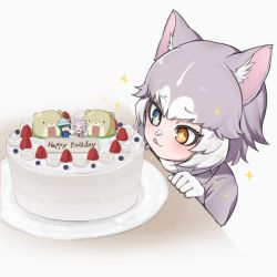 Rule 34 | + +, 1girl, :p, animal ears, birthday cake, blue eyes, blush, borrowed character, cake, commentary request, dog (mixed breed) (kemono friends), dog ears, food, food on face, gloves, grey hair, grey jacket, happy birthday, heterochromia, jacket, kemono friends, long sleeves, multicolored hair, nyifu, scarf, short hair, solo, sparkle, star (symbol), tongue, tongue out, two-tone hair, white gloves, white hair, yellow eyes