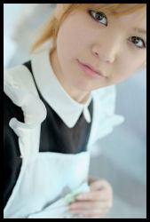 Rule 34 | apron, blonde hair, cosplay, maid, maid apron, moesham girl, photo (medium)