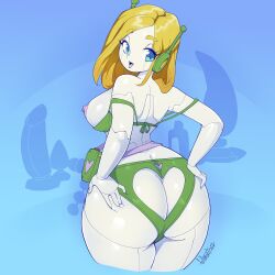 Rule 34 | 1girl, absurdres, android, ass, ass grab, blonde hair, breasts, curly brace, curvy, doukutsu monogatari, fullmontis, grabbing own ass, highres, huge ass, large breasts, nipples, panties, robot, solo, thick thighs, thighs, underwear, wide hips
