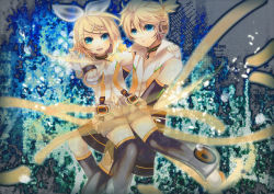 Rule 34 | 1boy, 1girl, bad id, bad pixiv id, brother and sister, highres, kagamine len, kagamine rin, siblings, soriku, thighhighs, twins, vocaloid, vocaloid append