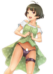 Rule 34 | 00s, 1boy, akizuki ryo, anal, anal object insertion, antenna hair, bare shoulders, black panties, blush, brown eyes, brown hair, censored, clothes lift, crossdressing, discreet vibrator, from below, idolmaster, idolmaster dearly stars, looking at viewer, male focus, male penetrated, myu-po, object insertion, open mouth, panties, penis, penis in panties, remote control vibrator, sex toy, short hair, skirt, skirt lift, smile, solo, thigh strap, trap, underwear, upskirt, vibrator