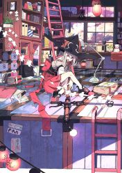 Rule 34 | 1girl, absurdres, bad id, bad twitter id, bird, black hat, book, bookshelf, box, bright pupils, bug, butterfly, cross, hakama, hakama skirt, hat, highres, indoors, insect, japanese clothes, ladder, lamp, lantern, light bulb, medium hair, obi, open book, original, paper, paper lantern, penguin, pig, pink eyes, pink hakama, plant, potted plant, sash, shikigami, shoes, sitting, skirt, skull, sneakers, solo, stuffed animal, stuffed cat, stuffed toy, white hair, white pupils, window, witch hat, you (nanban319)