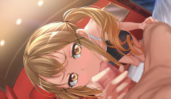 Rule 34 | 1boy, 1girl, all fours, bang dream!, blonde hair, breasts, brown eyes, censored, commission, fellatio, hetero, highres, ichigaya arisa, large breasts, looking at viewer, mosaic censoring, oral, penis, pixiv commission, pov, q (ed69), swimsuit, twintails