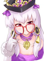 Rule 34 | 1girl, black hat, closed mouth, fire emblem, fire emblem: three houses, fire emblem heroes, glasses, gloves, hair ornament, hat, highres, lillian8710, long hair, lysithea von ordelia, nintendo, pink eyes, red-framed eyewear, simple background, smile, solo, upper body, white background, white gloves, white hair