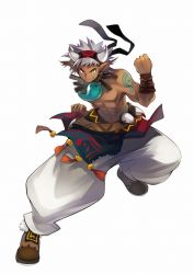 Rule 34 | 1boy, dark skin, dark-skinned male, game arts, grandia, grandia online, horns, jewelry, kawasumi (japonica), male focus, necklace, official art, pointy ears, silver hair, solo