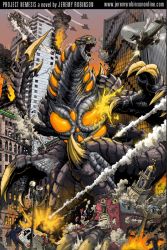 Rule 34 | aircraft, bioluminescence, city, colossal kaiju combat, crossover, destruction, epic, explosion, giant, giant monster, glowing, helicopter, kaijuu, matt frank, missile, monster, nemesis (project nemesis), official art, project nemesis, project nemesis (series), rocket, sunstone games