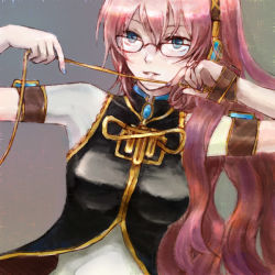 Rule 34 | bad id, bad pixiv id, bespectacled, blue eyes, glasses, kno, kno (anahita), long hair, megurine luka, pink hair, solo, vocaloid