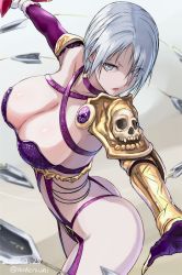 Rule 34 | 1girl, ass, blue eyes, breasts, cleavage, isabella valentine, large breasts, revealing clothes, soul calibur, tea (nakenashi)