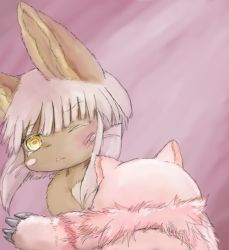 Rule 34 | 10s, artist request, brown eyes, rabbit, furry, made in abyss, mitty (made in abyss), nanachi (made in abyss), short hair, slapping, white hair
