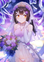 Rule 34 | 1girl, bare shoulders, black hair, blush, bouquet, breasts, bridal veil, coffeekite, dress, elbow gloves, fate/kaleid liner prisma illya, fate (series), feather hair ornament, feathers, flower, gloves, hair flower, hair ornament, hairclip, highres, jewelry, long hair, looking at viewer, miyu edelfelt, navel, necklace, panties, petite, pregnant, ring, rose, see-through, see-through skirt, sidelocks, skirt, small breasts, solo, tiara, twintails, underwear, veil, white dress, white gloves, white panties, yellow eyes
