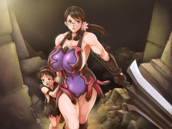 Rule 34 | 00s, 1boy, 1girl, age difference, artist request, bad id, bad pixiv id, black hair, blue eyes, breasts, cattleya (queen&#039;s blade), cattleya (queen's blade), curvy, glasses, huge breasts, mature female, mother and son, muscular, muscular female, ponytail, queen&#039;s blade, rana (queen&#039;s blade), sword, tears, thighs, toshi, weapon, weapon merchant cattleya