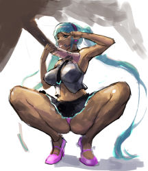 Rule 34 | 1girl, animal penis, aqua eyes, aqua hair, bad id, bad pixiv id, bestiality, breasts, character request, dark skin, disembodied penis, handjob, hatsune miku, headset, high heels, horse, horse penis, huge penis, large breasts, lips, lipstick, makeup, miniskirt, nbo, nose, panties, penis, pink footwear, pink panties, shoes, simple background, skirt, solo, spread legs, squatting, twintails, uncensored, underwear, v, v over eye, vocaloid