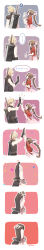 Rule 34 | ..., 1boy, 1girl, ?, absurdres, aerith gainsborough, armor, artist name, bangle, belt, black gloves, blonde hair, blue eyes, blush, bracelet, braid, braided ponytail, breasts, brown hair, buster sword, cat princess, closed eyes, cloud strife, confetti, cropped jacket, dress, final fantasy, final fantasy vii, final fantasy vii remake, gloves, gradient background, green eyes, grey background, grey shirt, hair ribbon, hands up, high five, highres, holding hands, jacket, jewelry, long hair, long image, looking at another, looking back, materia, medium breasts, multiple belts, multiple views, open mouth, parted bangs, pink background, pink dress, pink ribbon, red jacket, ribbon, shirt, short hair, short sleeves, shoulder armor, sidelocks, sleeveless, sleeveless turtleneck, smile, speech bubble, spiked hair, tall image, turtleneck, upper body, weapon, weapon on back