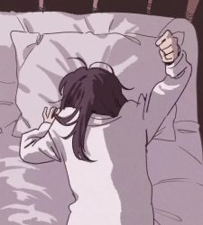 Rule 34 | 1girl, animated, black hair, carrotsprout, chainsaw man, from above, interior, on bed, punching, scar, scar on face, solo, video, yoru (chainsaw man)