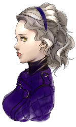 Rule 34 | 1girl, absurdres, atlus, breasts, early type, hairband, highres, lips, lipstick, long hair, makeup, margaret, margaret (persona), megami tensei, persona, persona 4, profile, shin megami tensei, silver hair, upper body, wavy hair, yellow eyes